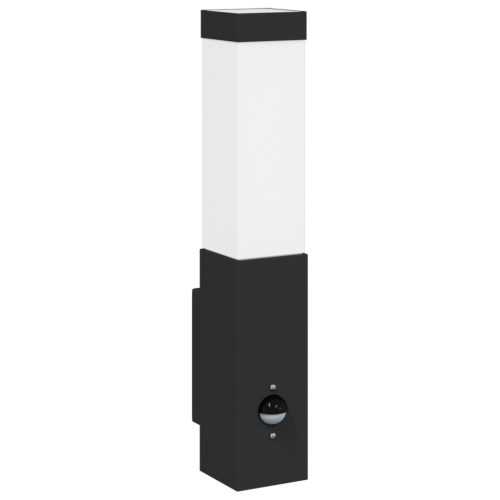  kültéri falilámpák beépített érzékelővel 2 db fekete rozsdamentes acél IP44