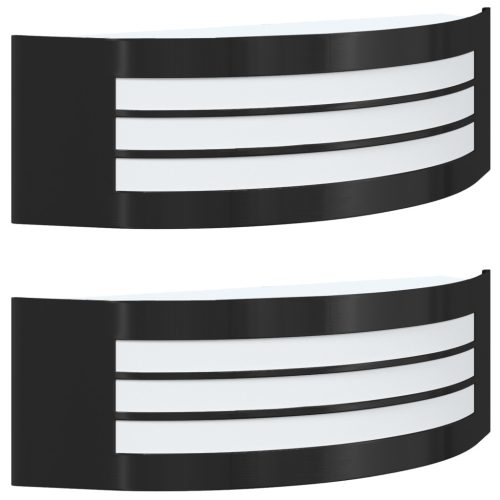  Kültéri Fali Lámpa 2 db Fekete Rozsdamentes Acél IP44