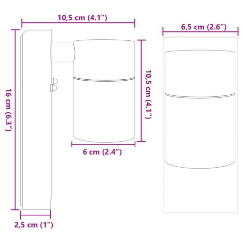  Kültéri fali lámpa Ezüst Rozsdamentes acél IP44