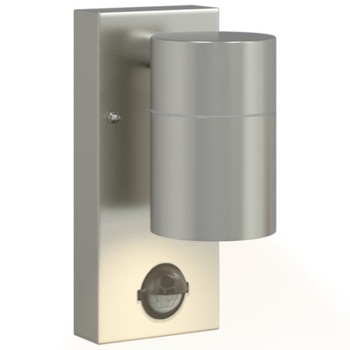  Kültéri falilámpa mozgásérzékelővel ezüst rozsdamentes acél IP44