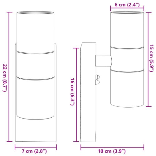  kültéri fali lámpa fekete rozsdamentes acél IP44