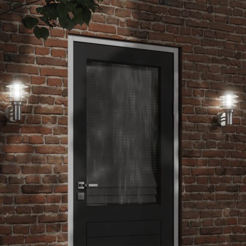  2 db ezüstszínű rozsdamentes acél kültéri falilámpa