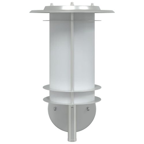  2 db ezüstszínű rozsdamentes acél kültéri falilámpa