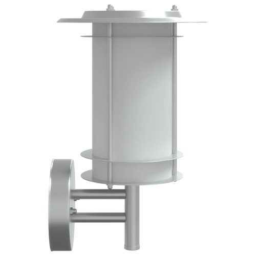  2 db ezüstszínű rozsdamentes acél kültéri falilámpa