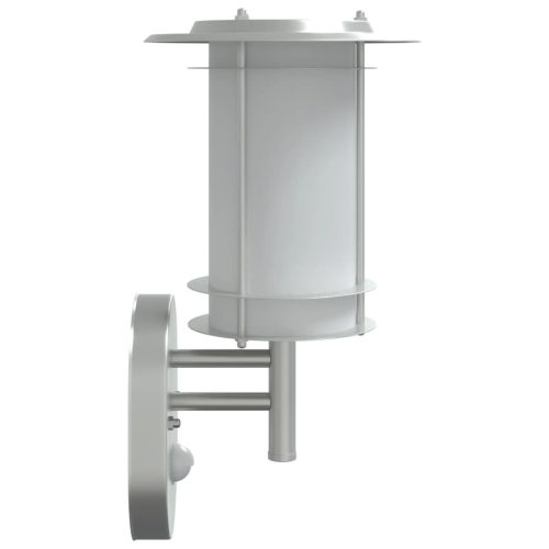  2 db ezüstszínű rozsdamentes acél kültéri érzékelős falilámpa