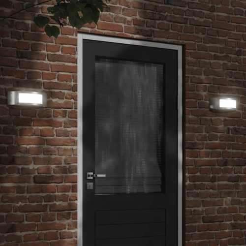  2 db ezüstszínű rozsdamentes acél kültéri falilámpa