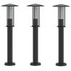  3 db fekete rozsdamentes acél kültéri állólámpa 60 cm