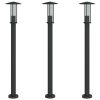  3 db fekete rozsdamentes acél kültéri állólámpa 100 cm