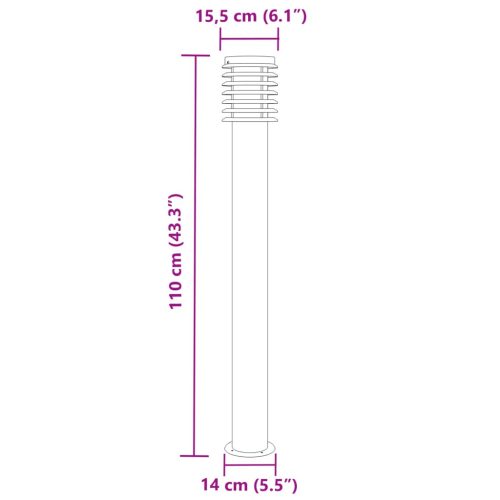  3 db fekete rozsdamentes acél kültéri állólámpa 110 cm