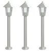  3 db ezüstszínű rozsdamentes acél kültéri állólámpa 80 cm