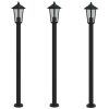  3 db fekete rozsdamentes acél kültéri állólámpa 120 cm