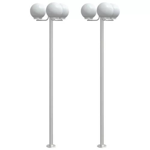  2 db ezüstszínű rozsdamentes acél kültéri állólámpa 215 cm