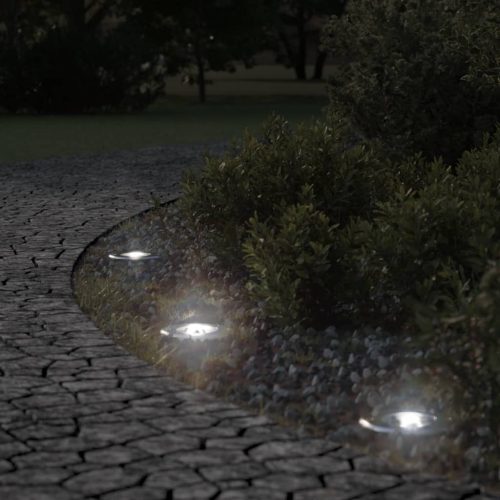  fekete kerek öntött alumínium kültéri talajlámpa 10,5 x 10,5 cm