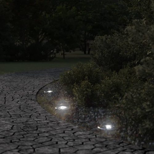  fekete kerek öntött alumínium kültéri talajlámpa 10,5 x 10,5 cm