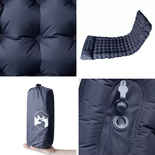  1 személyes szürke önfelfújó kempingmatrac párnával