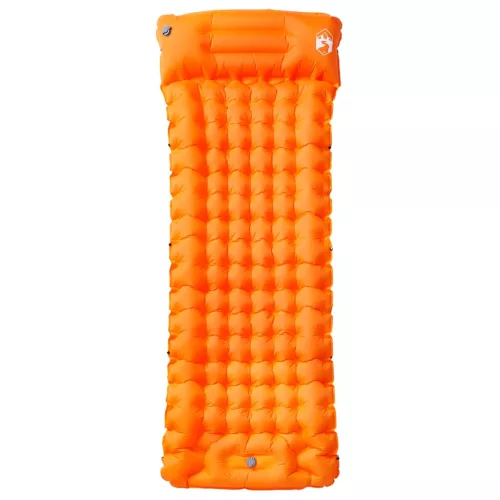  1 személyes narancssárga önfelfújó kempingmatrac párnával