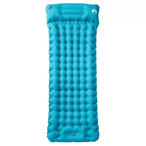  1 személyes kék önfelfújó kempingmatrac párnával