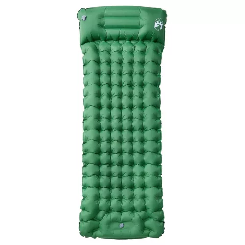  1 személyes zöld önfelfújó kempingmatrac párnával