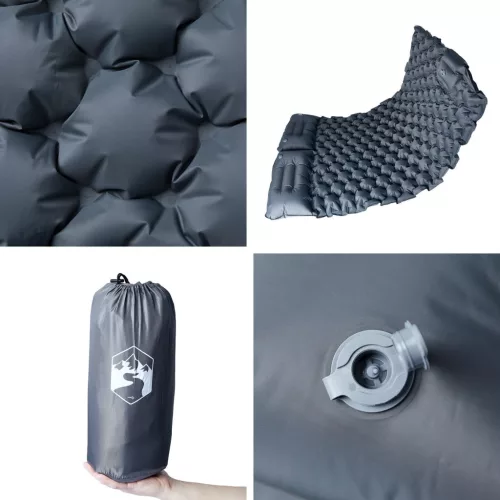  szürke kétszemélyes önfelfújó kempingmatrac párnákkal