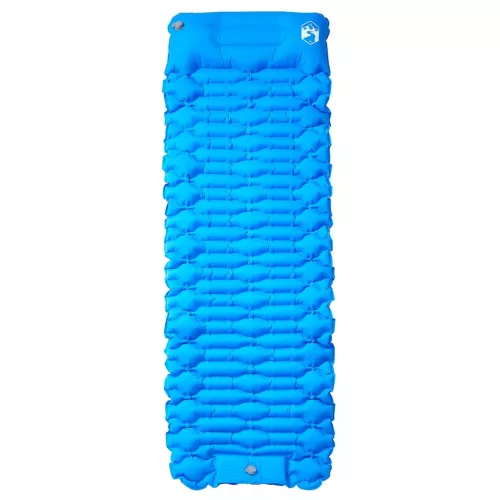  1 személyes kék önfelfújó kempingmatrac párnával