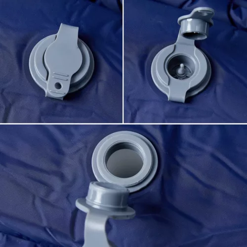  1 személyes tengerészkék önfelfújó kempingmatrac párnával