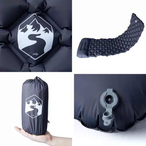  1 személyes szürke felfújható kempingmatrac párnával