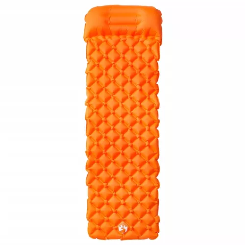  1 személyes narancssárga felfújható kempingmatrac párnával