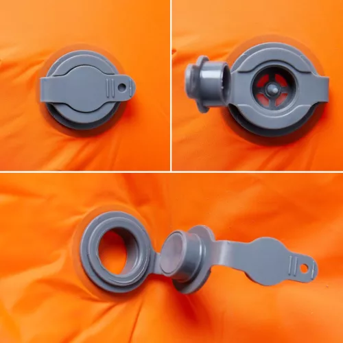  1 személyes narancssárga felfújható kempingmatrac párnával