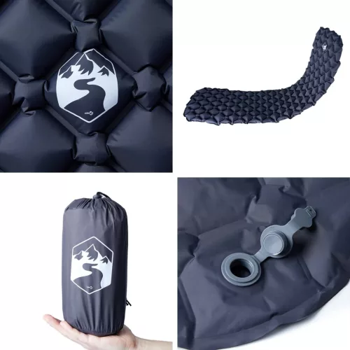  1 személyes szürke felfújható kempingmatrac 190 x 58 x 6 cm