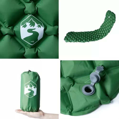  1 személyes zöld felfújható kempingmatrac 190 x 58 x 6 cm