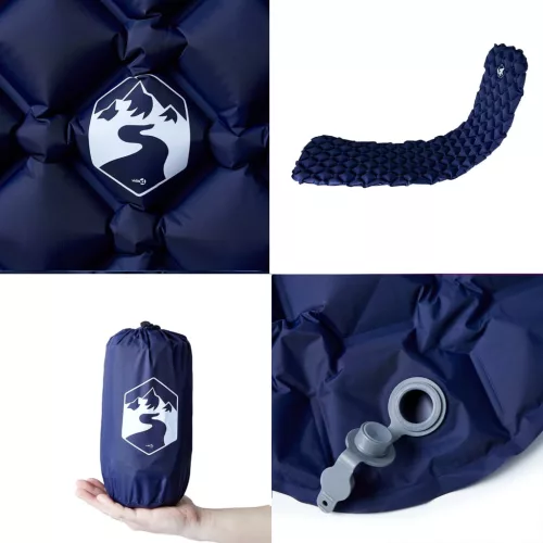  1 személyes tengerészkék felfújható kempingmatrac 190x58x6 cm