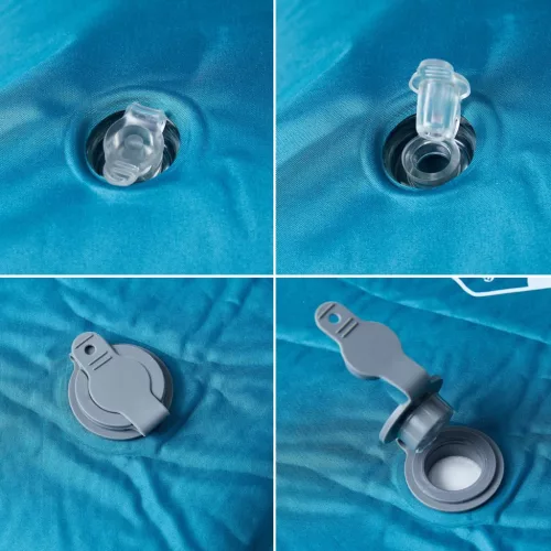  1 személyes türkizkék önfelfújó kempingmatrac párnával