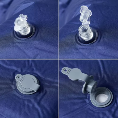  1 személyes tengerészkék önfelfújó kempingmatrac párnával