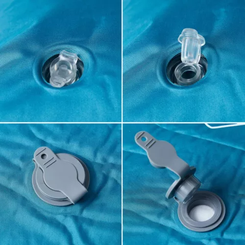  1 személyes türkizkék önfelfújó kempingmatrac párnával