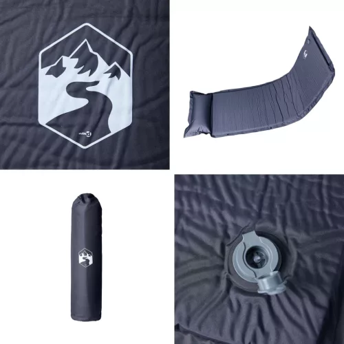  1 személyes szürke önfelfújó kempingmatrac párnával