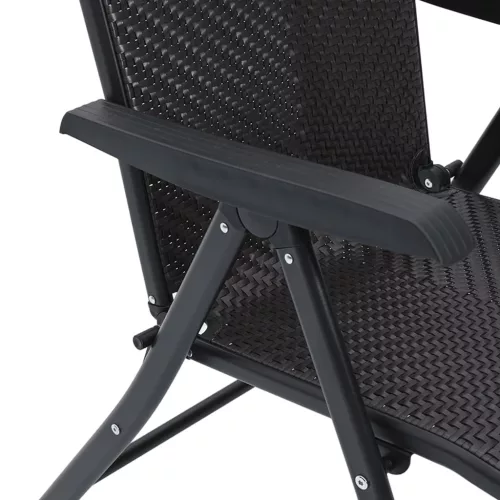 2 db feketekávé színű polyrattan összecsukható kerti szék
