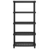  fekete polipropilén 5 szintes tárolópolc 93,5 x 45,5 x 194,5 cm