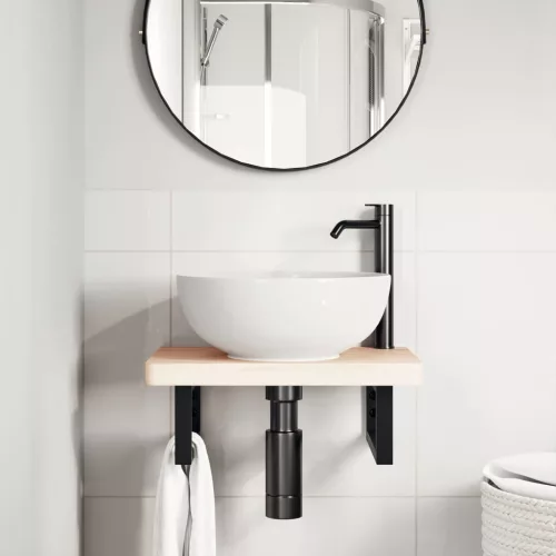  2 db fekete négyszögletes acél polctartó mosdóhoz