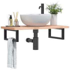  2 db fekete négyszögletes acél polctartó mosdóhoz