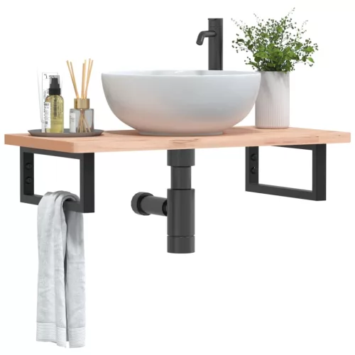  2 db fekete négyszögletes acél polctartó mosdóhoz