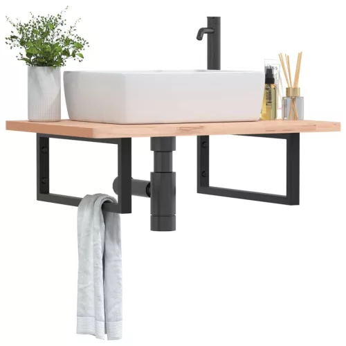  2 db fekete négyszögletes acél polctartó mosdóhoz