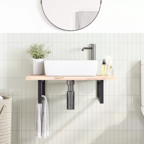  2 db fekete négyszögletes acél polctartó mosdóhoz