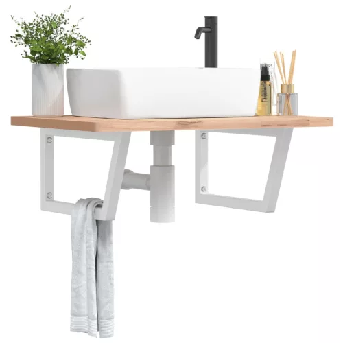  2 db fehér trapéz alakú acél polctartó mosdóhoz