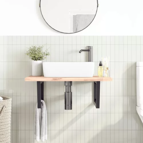  2 db fekete trapéz alakú acél polctartó mosdóhoz