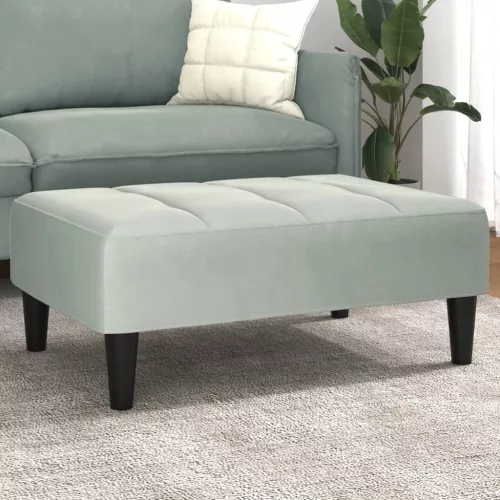  világosszürke bársony lábzsámoly 77x55x31 cm