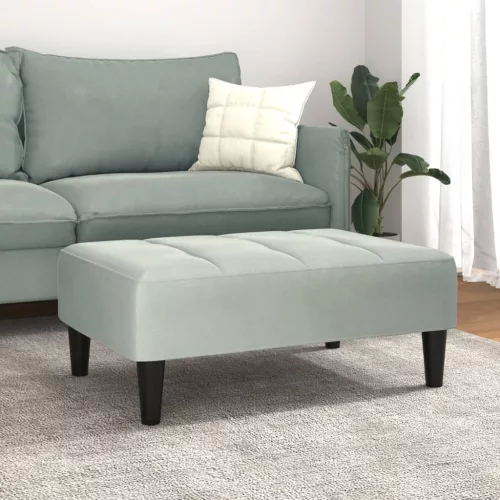  világosszürke bársony lábzsámoly 77x55x31 cm