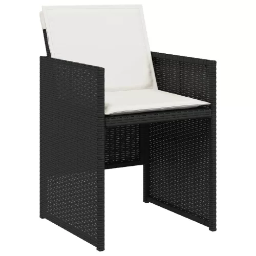  4 db fekete polyrattan kerti szék párnával