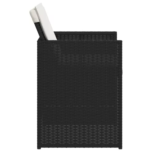  4 db fekete polyrattan kerti szék párnával