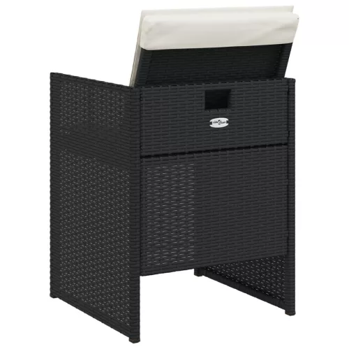  4 db fekete polyrattan kerti szék párnával