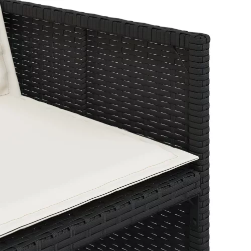  4 db fekete polyrattan kerti szék párnával